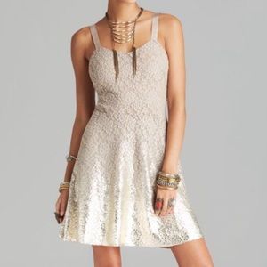 Free People Metallic Ombré Casual Lace Dress